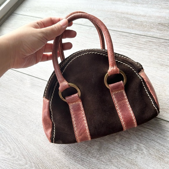 Fly Nubuck Suede Leather Mixed Small Handbag - Picture 1 of 15